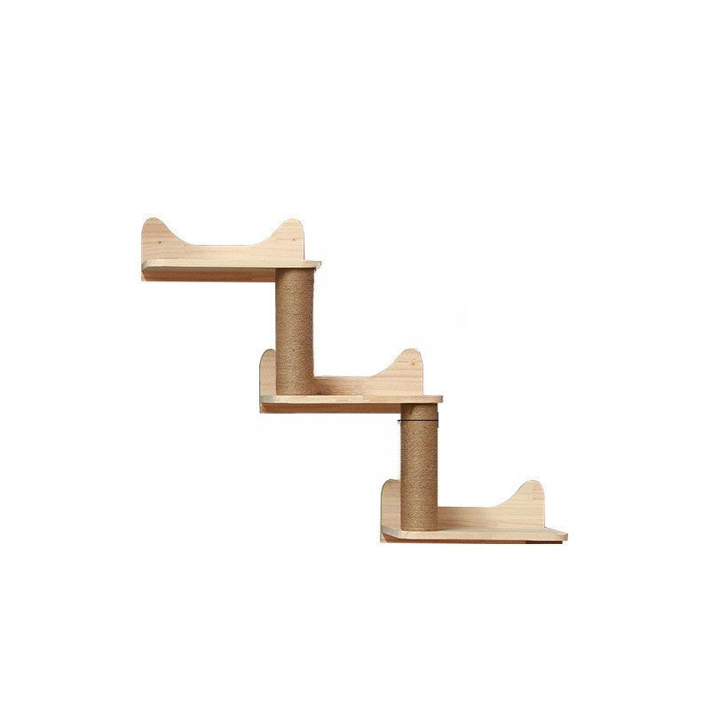 Väggmonterad klätterram för katt med hängande plattform och stege