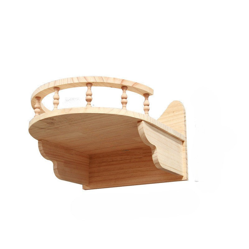 Väggmonterad klätterram för katt med hängande plattform och stege