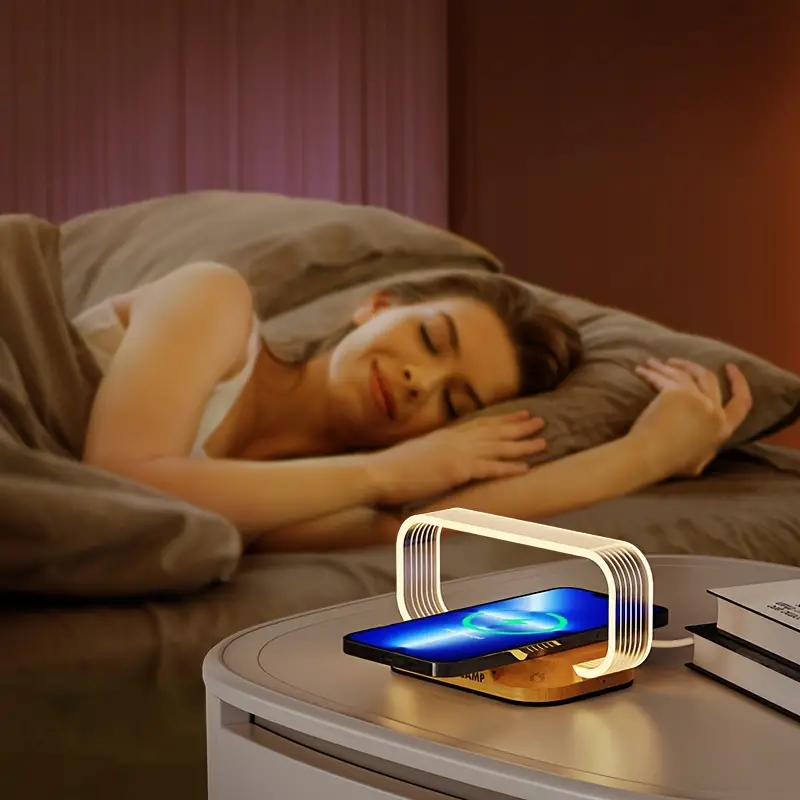 テーブルランプ — ワイヤレス充電器付きモダン照明 