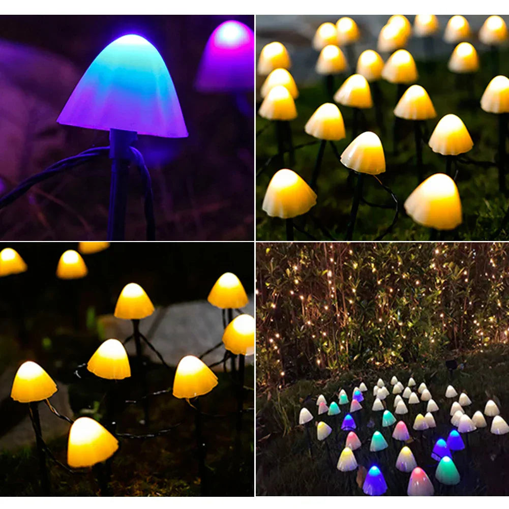 Guirlande Lumineuse Champignons Solaires — Charme Nocturne & Énergie Propre
