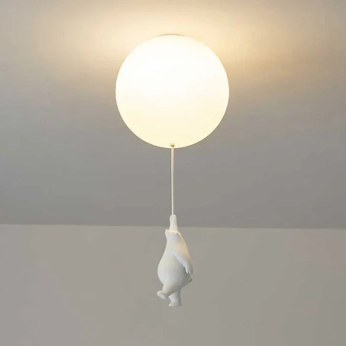Plafonnier Enfant — Oursons Suspendus À Des Ballons Lumineux