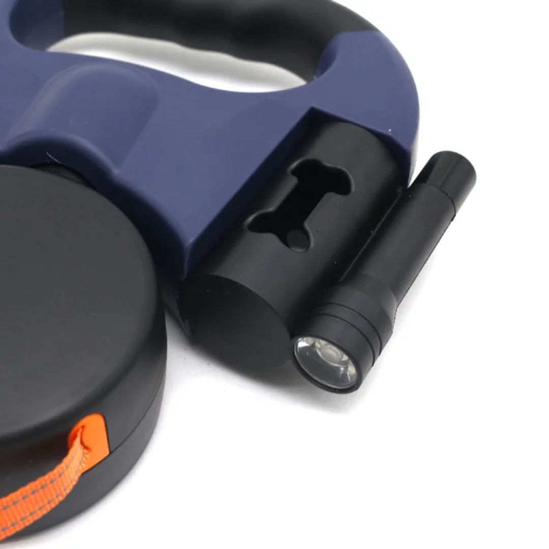 Correa Retráctil Para Perros – Con Luz LED Y Dispensador De Bolsas 