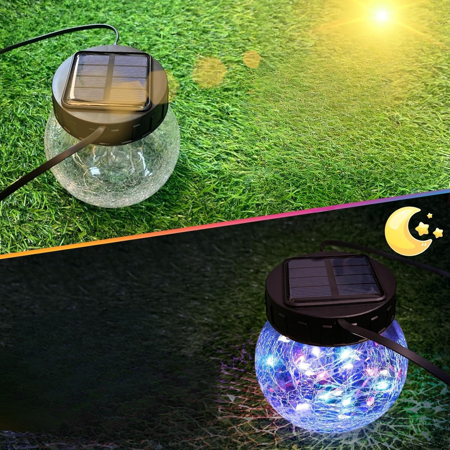 Κρεμαστό Ηλιακό Φανάρι — Κομψότητα από Ραγισμένο Γυαλί 