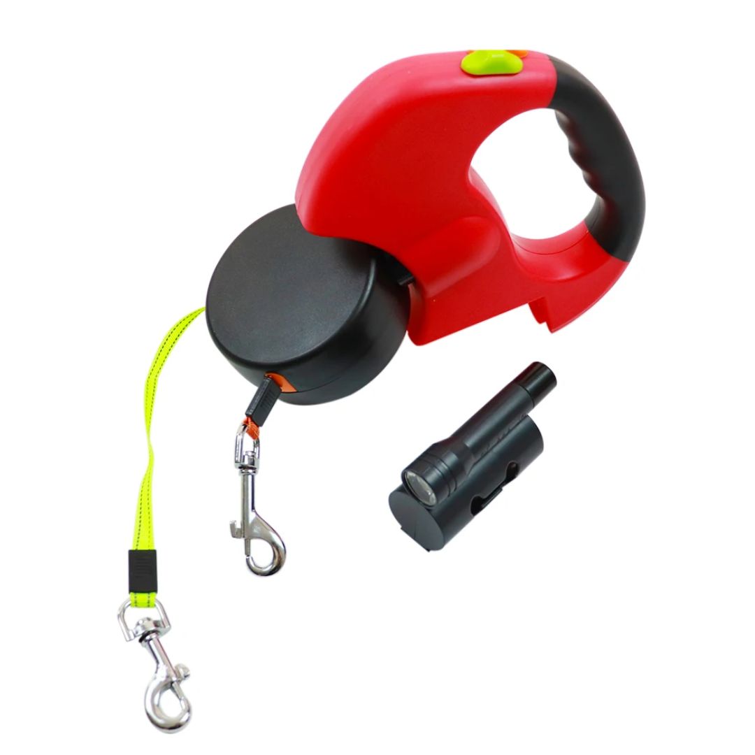 Correa Retráctil Para Perros – Con Luz LED Y Dispensador De Bolsas 