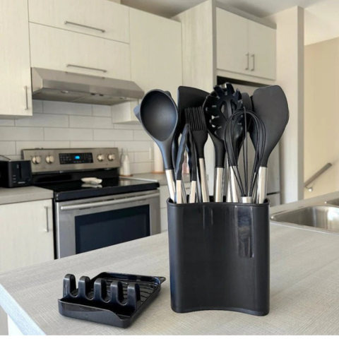 Ensemble D’Ustensiles De Cuisine En Silicone 12 Pièces — Complétude & Confort D’Utilisation