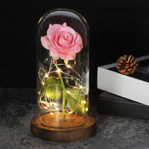 Ewige Blume unter LED-Glocke – Poetischer und leuchtender Charme 