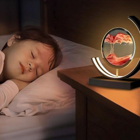 Zandlamp in Beweging – Visuele Ontspanning en Rustige Sfeer 