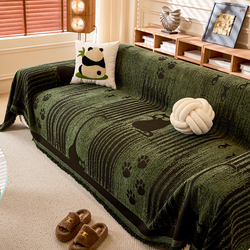 Non-slip Sofa Cover with Paw Print Pattern – Protection and Comfort 
