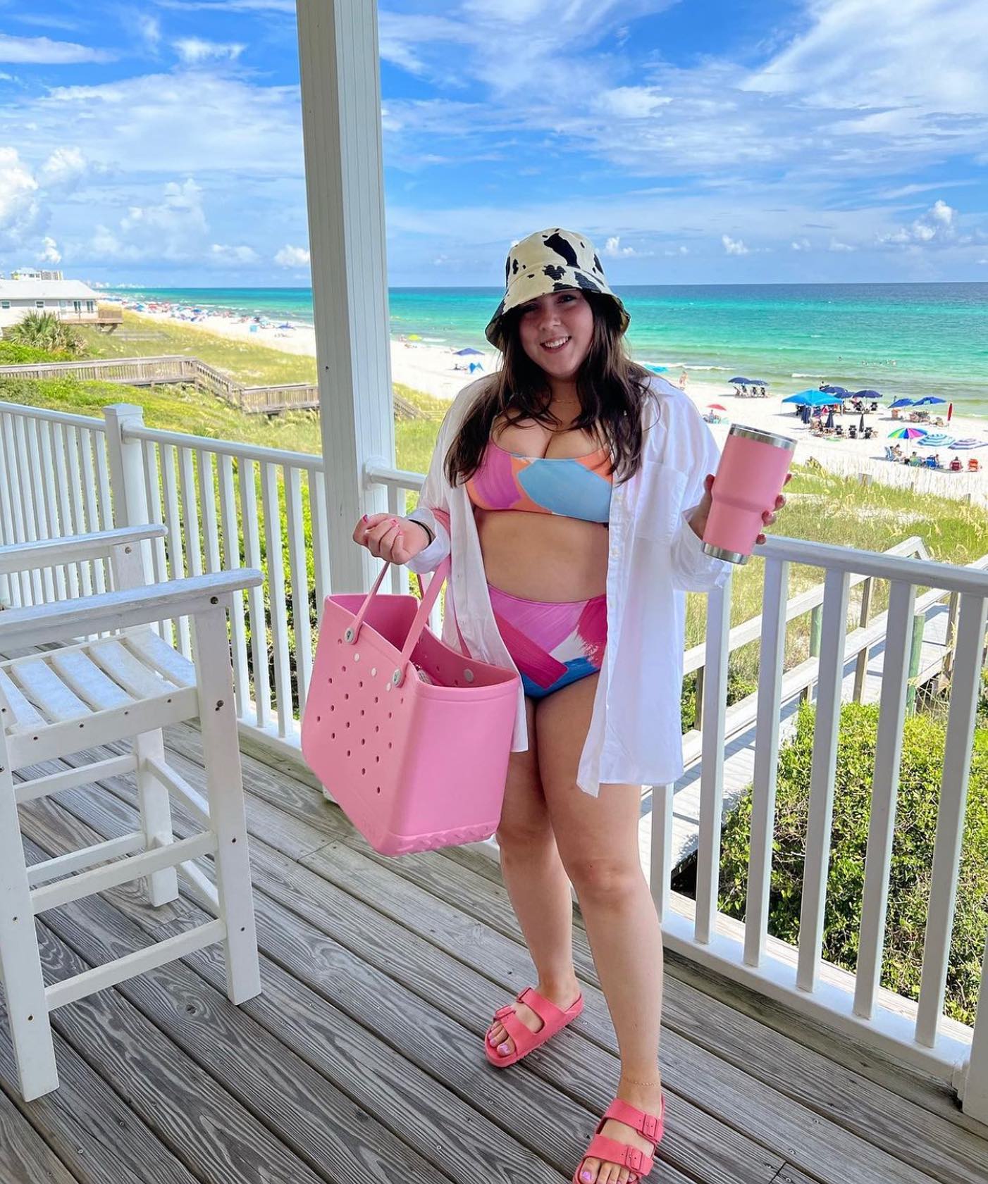 Άκαμπτη τσάντα παραλίας - Πολύχρωμο σχέδιο και μεγάλη χωρητικότητα