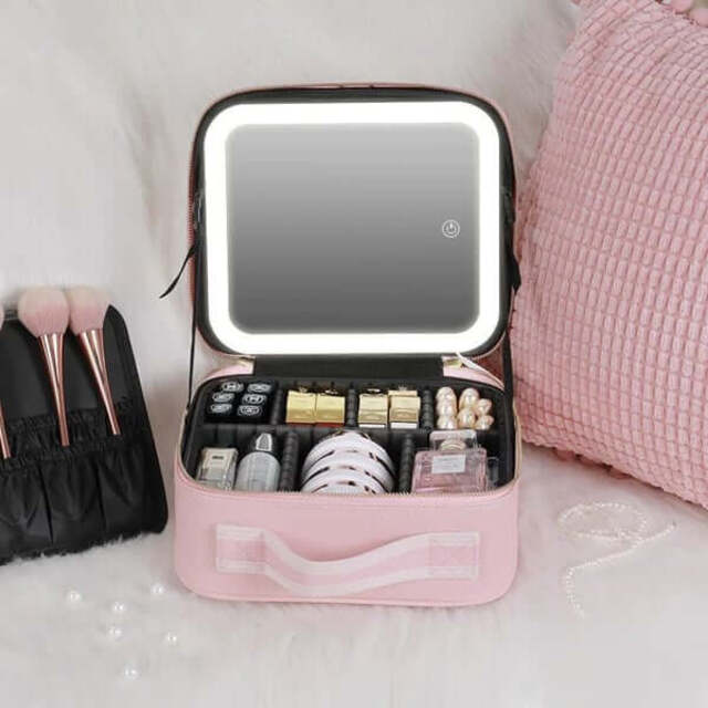 Bolsa de maquillaje de espejo LED