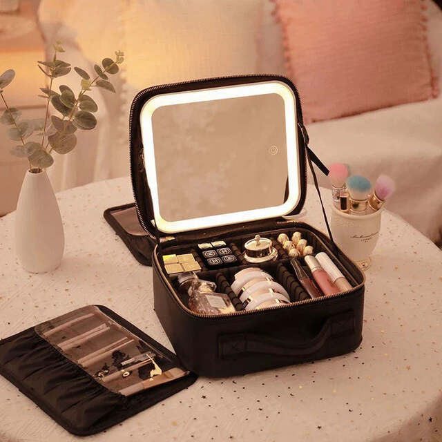 Bolsa de maquillaje de espejo LED